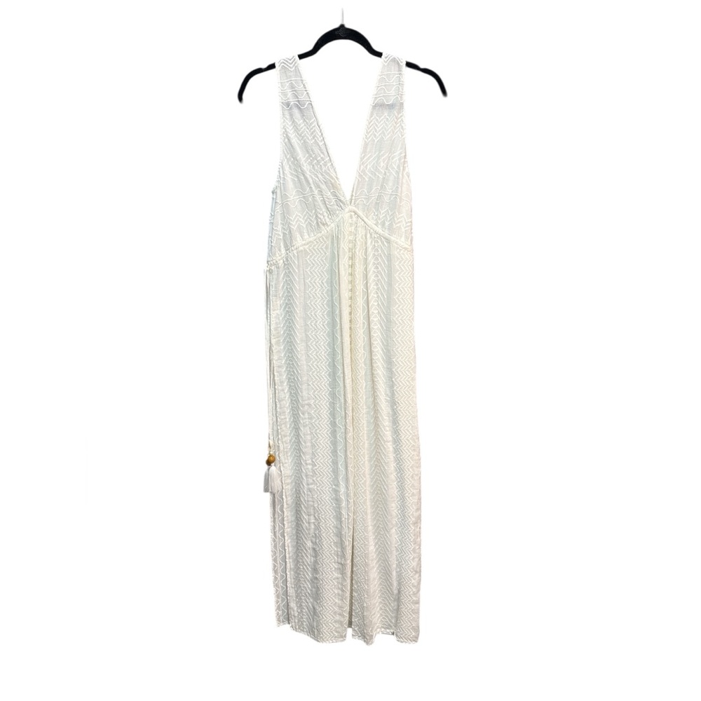 Ramy Brook White Maxi Swim Cover-Up Deep V Slits Tassels MSRP $295 XS - Picture 6 of 6